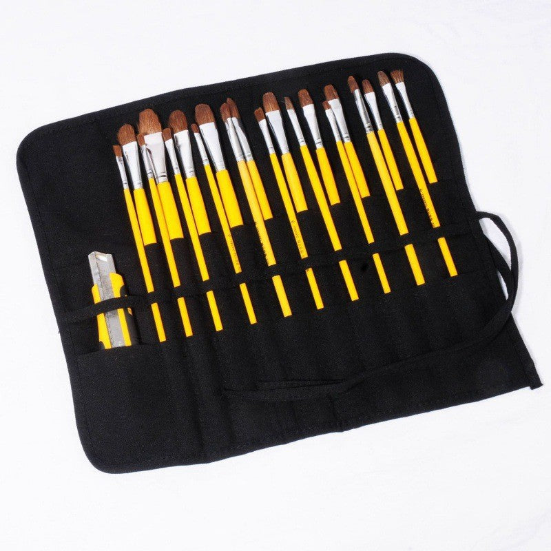 Canvas Oil Painting Pen Bag Roller Curtain Gouache Simple Solid Color Foldable Pencil Bag Art Storage Bag