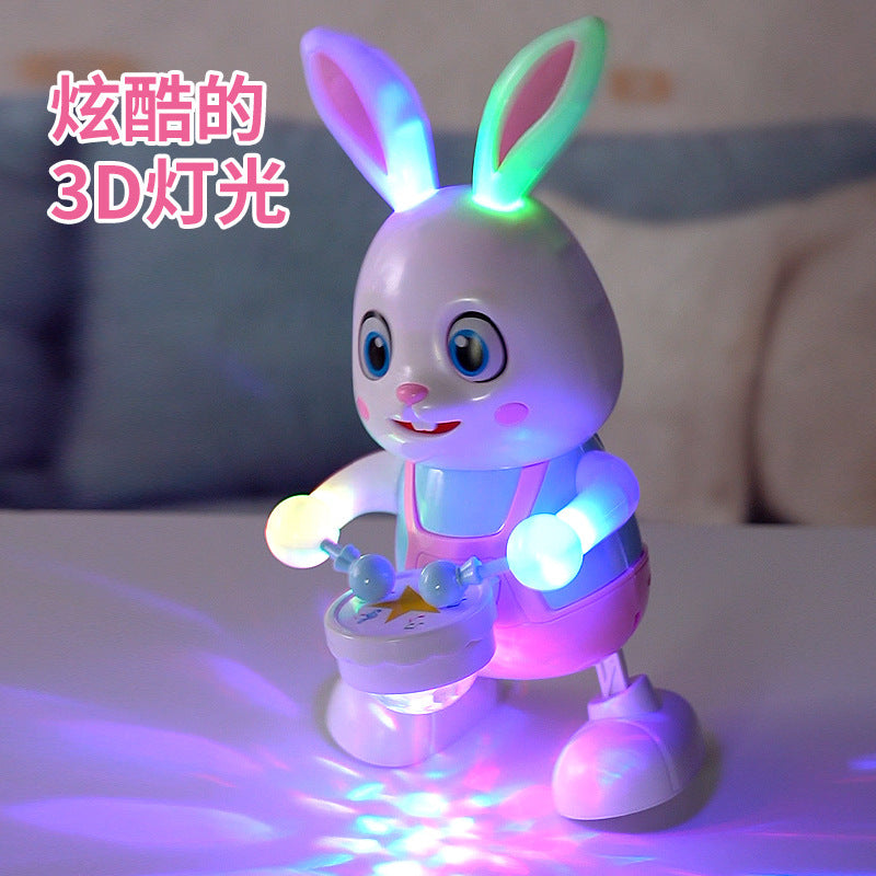 Children's Electric Dancing Robot Rabbit Toy Drumming Swinging Bunny Baby Baby Walking Early Education Toy