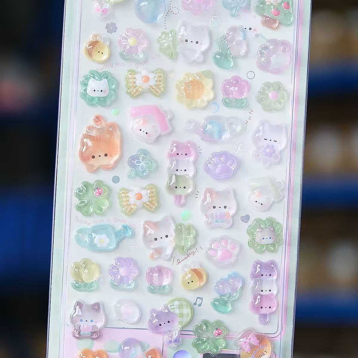 High-Quality Second-Generation Cartoon 3D Relief Hollow Stickers Cute Reward 3D Stickers Wholesale