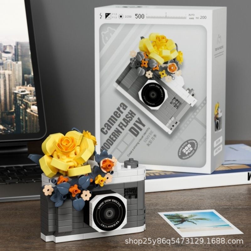 Compatible with Lego Building Blocks Mechanical Universe Retro Camera Assembled Handmade Toy Model Ornaments Children's Gift