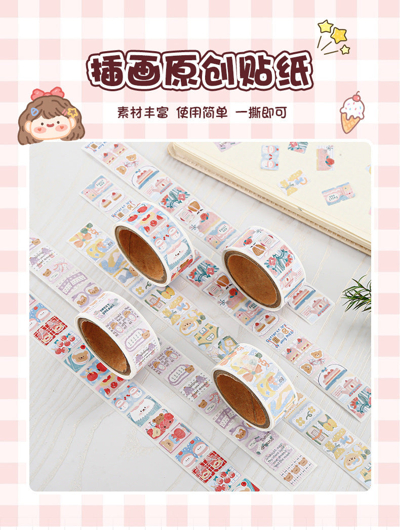 Liyuan Original Cartoon Stamp Illustration Stickers Cute Little Nose Decoration Sealing Stickers Handbook Material Roll Stickers