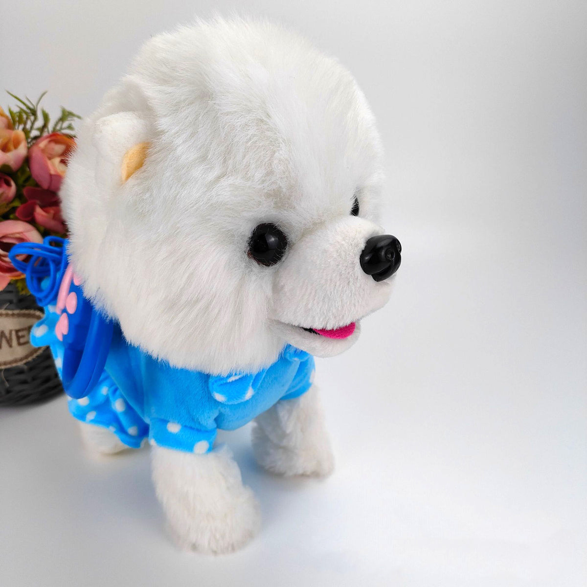 Cross-border simulation plush toy for children licking dog licking tongue cat singing leash walking dog electric toy