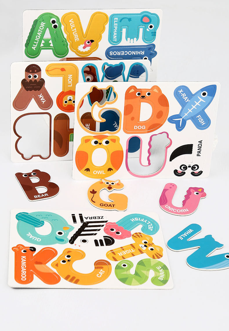 Cross-border Children's Magnetic Puzzle Refrigerator Sticker Capital Alphanumeric Animal Cognitive Magnetic Sticker Early Education Enlightenment Puzzle