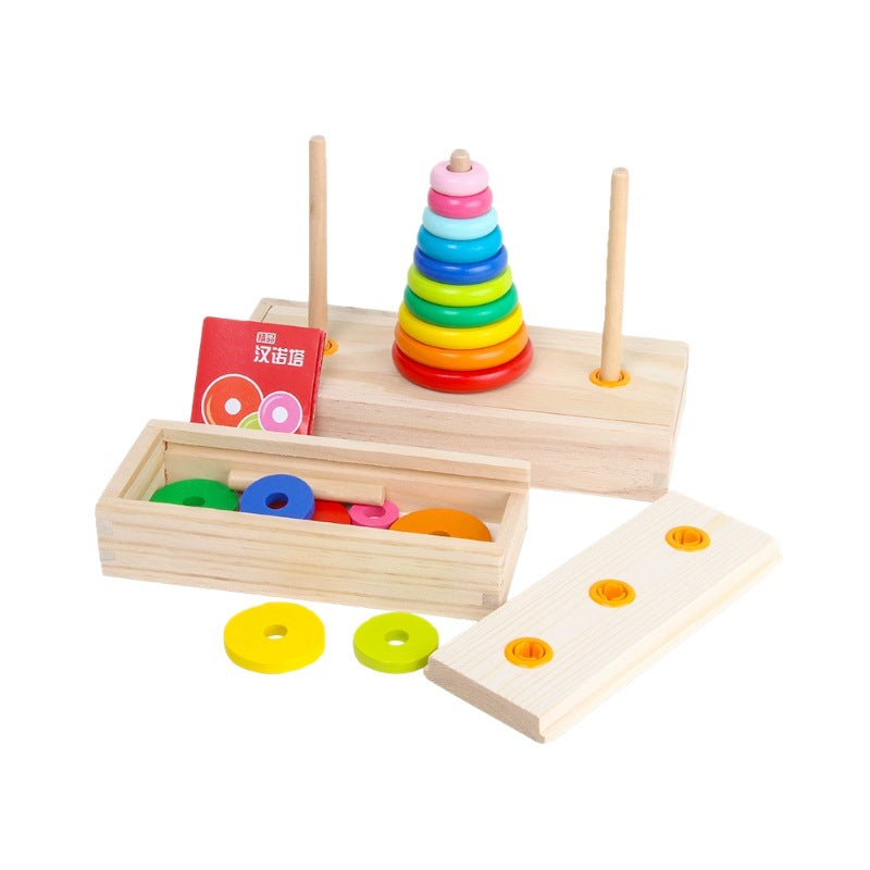 Hanoi Tower for Primary School Students 10 Layers 8 Large 5 Medium 10 Layers Hanrotoro Kidsren's Educational Thinking Training Toys