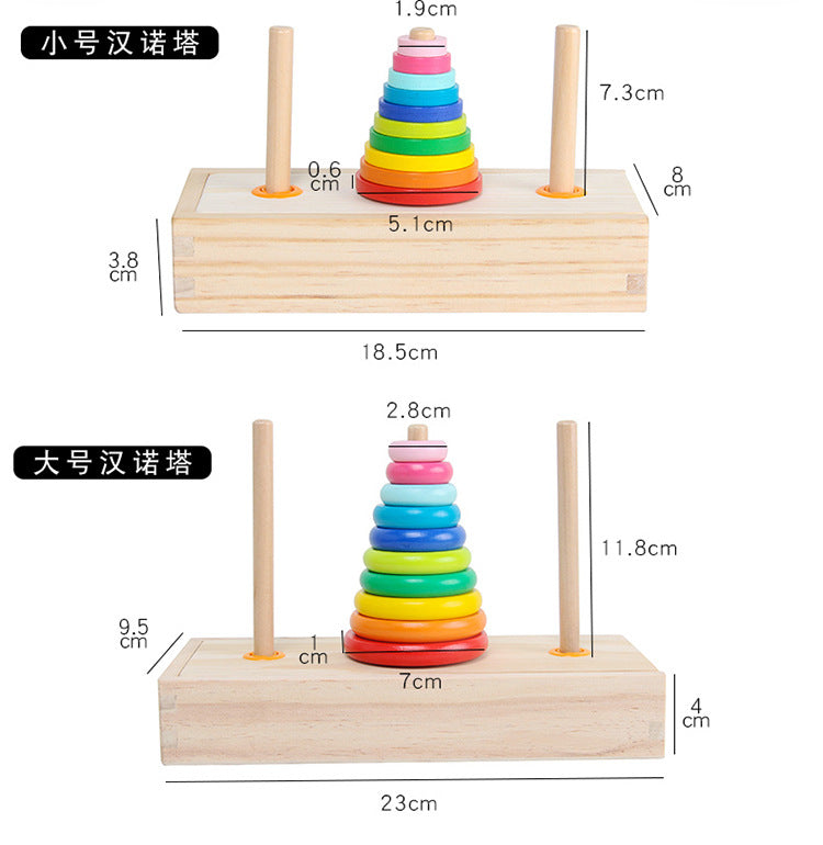 Hanoi Tower for Primary School Students 10 Layers 8 Large 5 Medium 10 Layers Hanrotoro Kidsren's Educational Thinking Training Toys