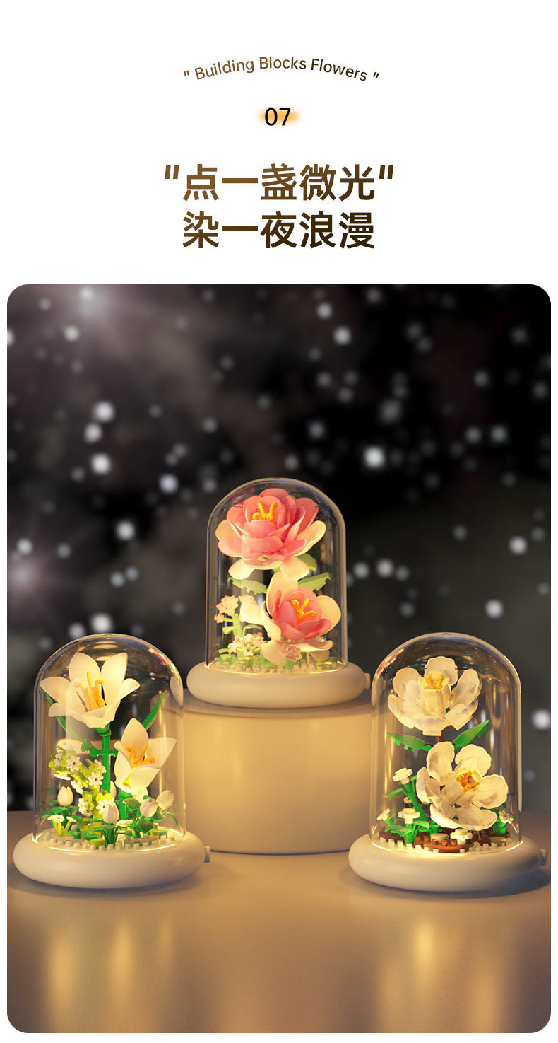 [wholesale generation] simulation of eternal flowers lily rose blocks compatible with Lego toy ornaments Valentine's Day gift