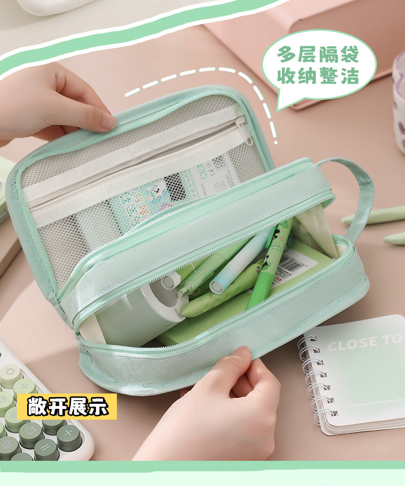 New Simple In-Style Large-Capacity Stationery Bag for Students, High-Looking Stationery Box, Multi-Functional Storage Pencil Case, Pencil Case