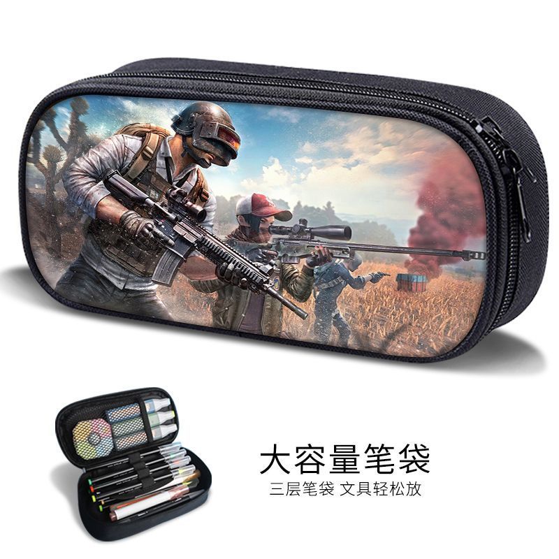 Sand Sculpture Pencil Bag for Boys, Multifunctional Stationery Box for Primary and Secondary School Students, Pubg Game Stationery Bag, Kidsren's Trendyy Pencil Bag