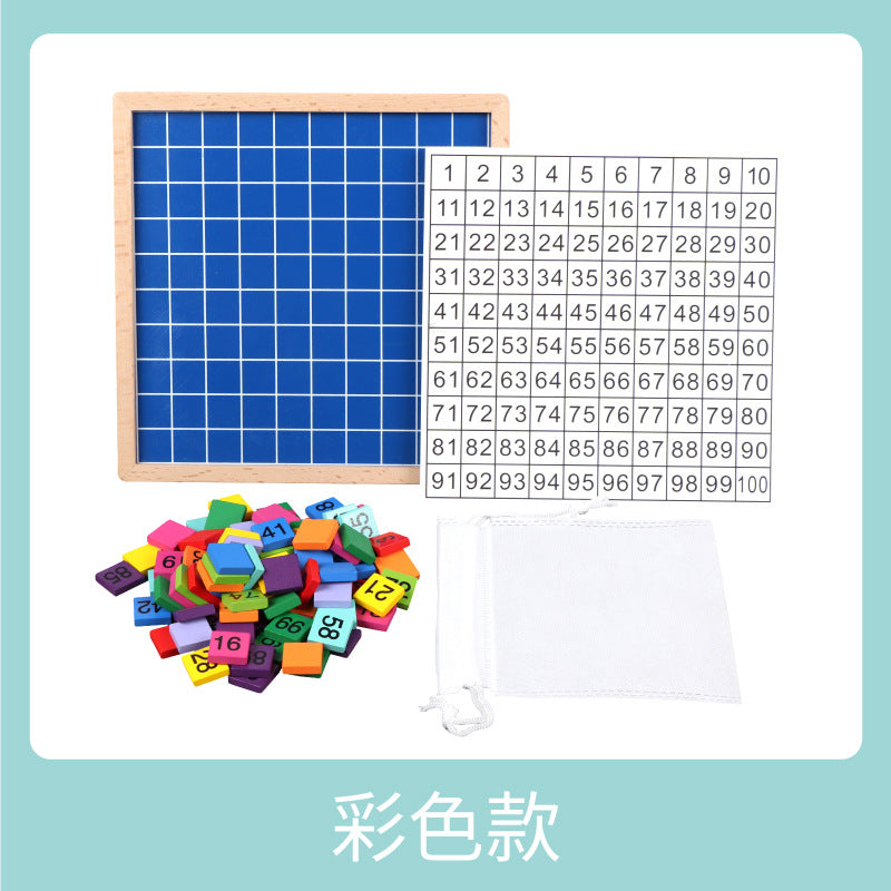 Montessori Mathematics Teaching Aids 1-100 Digital Continuous Board Sorting Board Children's Educational Early Education Wooden Hundred Board Children
