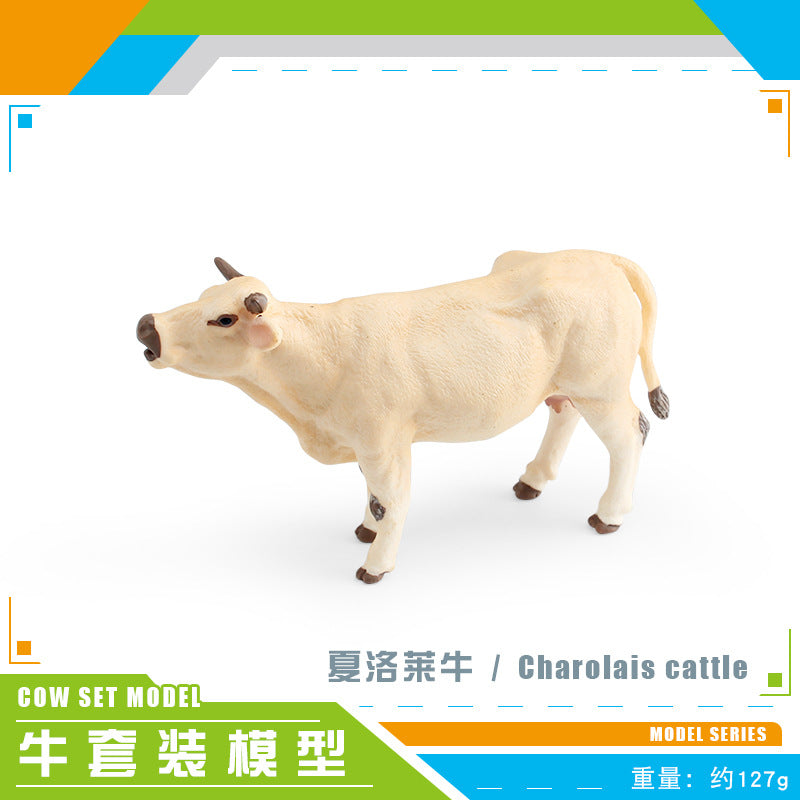 Cross-border simulation farm animal cow model flavich bull Charolais ranch desktop decoration toy