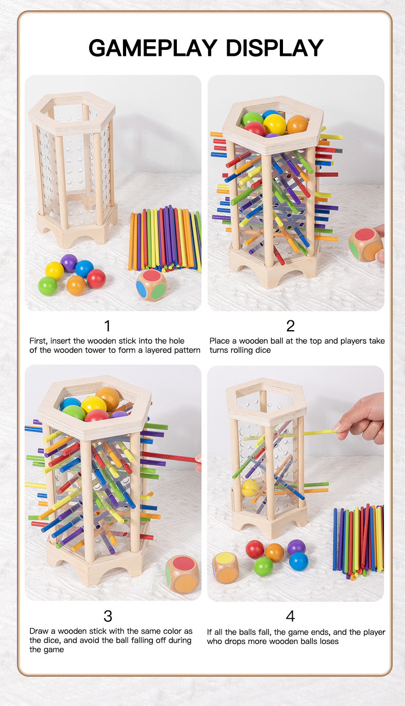 Wooden Kidsren's Stick Insertion Game Baby Draw Stick Color Cognitive Pitching Montessori Family Interactive Toy