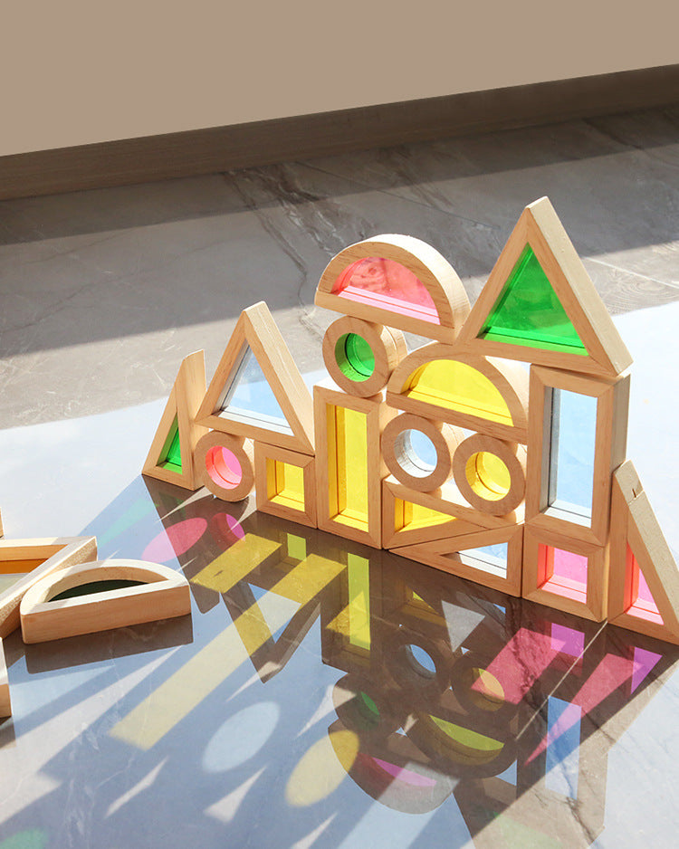 Acrylic Transparent Color Light and Shadow Building Blocks Baby Creative Construction Early Education Educational Toys Children's Rainbow Building Blocks