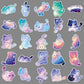 50 Original Watercolor Starry Sky Cat Stickers Hand-Painted Without Infringement Cute Ins Style Cat Notebook Stickers