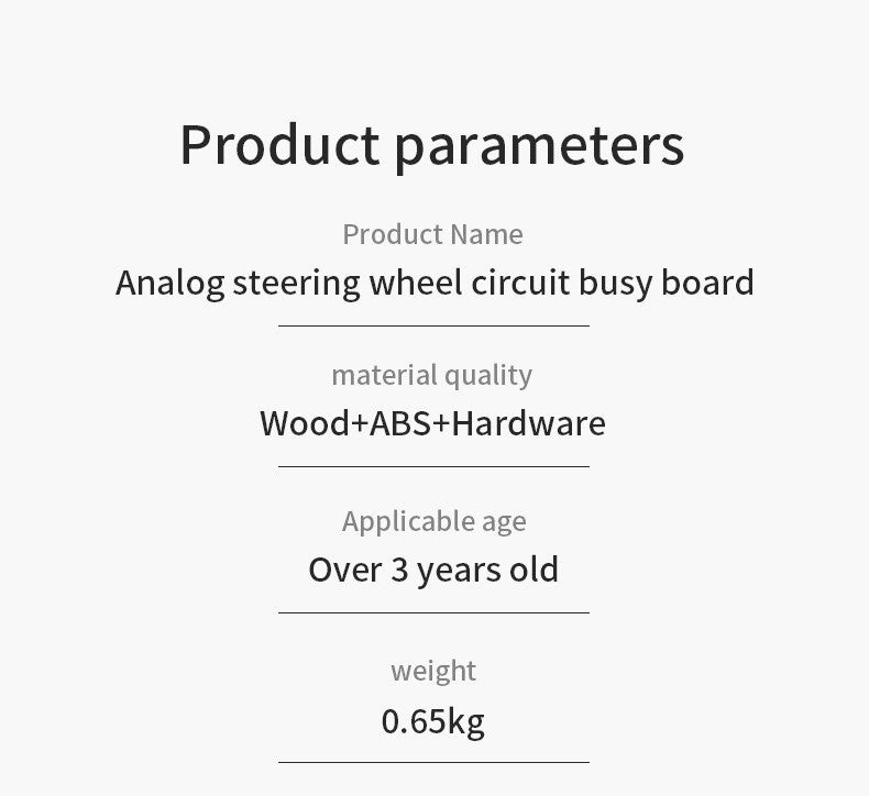 Children's Montessori Early Education Simulation Driving Steering Wheel Digital Switch Light Sound Busy Board Science and Education Aids Educational Toys
