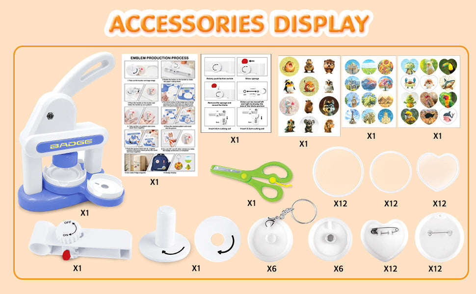 Emblem machine bar making machine manual badge machine three-in-one children's badge machine homemade refrigerator magnets diy toys