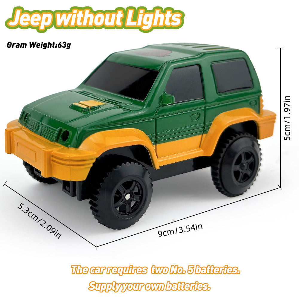 Magnetic track car electric light-emitting jeep police car project small train track accessories children's toys car