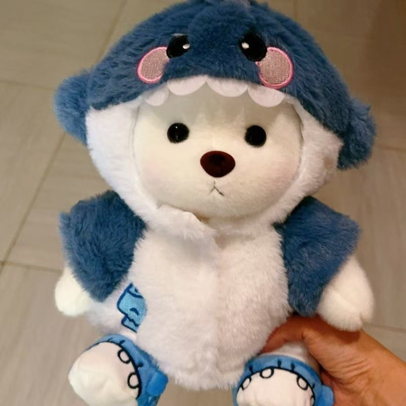 Popular 30cm Shark Bear Cross-Dressing Doll Hooded Plush Cross-Dressing Doll Lina Bear Clothes Can Be Removed