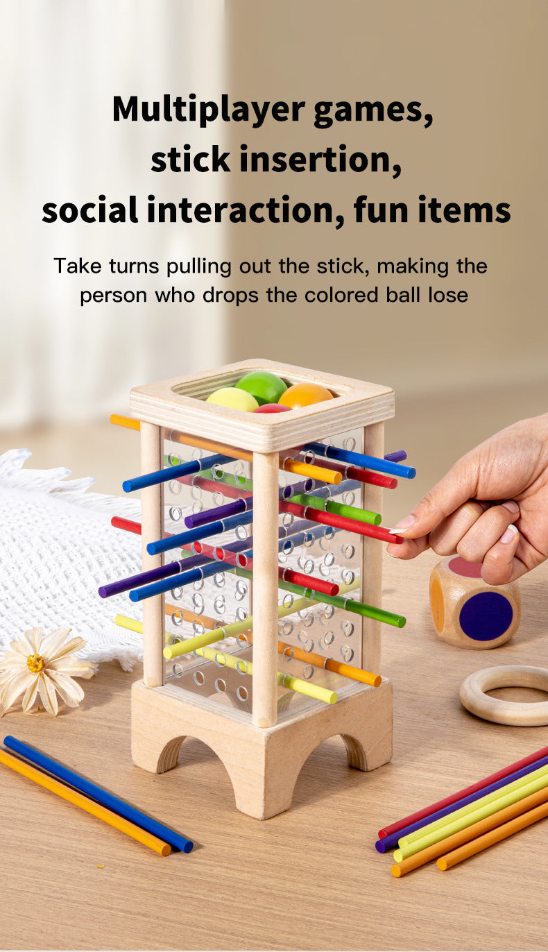 Wooden Kidsren's Stick Insertion Game Baby Draw Stick Color Cognitive Pitching Montessori Family Interactive Toy