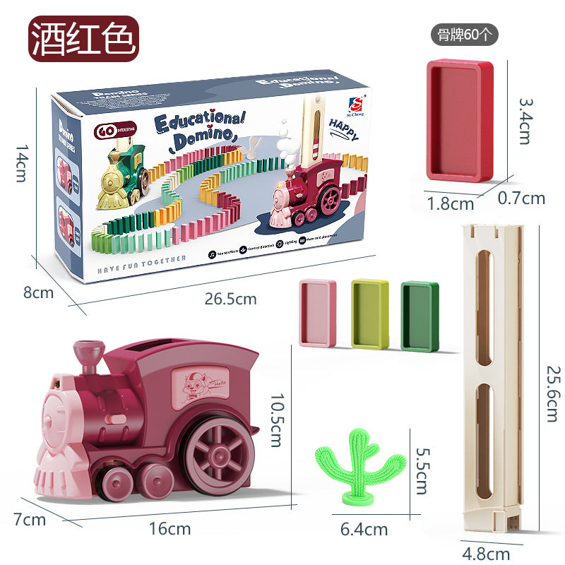Cross-border dominoes trembles with educational children's automatic licensing electric sound and light train toys