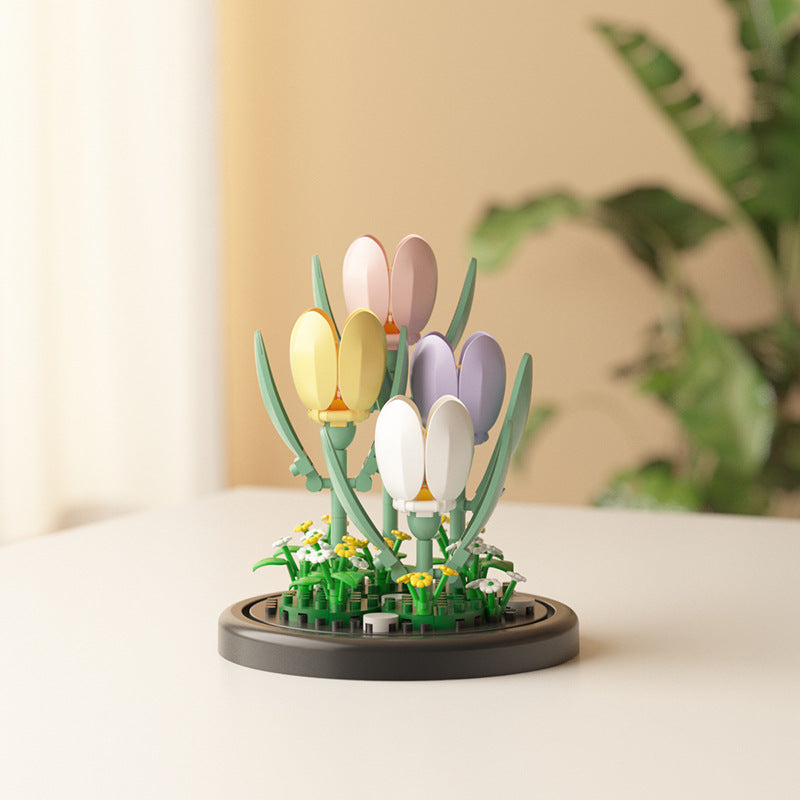 [wholesale generation] simulation of eternal flowers lily rose blocks compatible with Lego toy ornaments Valentine's Day gift