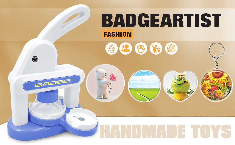 Emblem machine bar making machine manual badge machine three-in-one children's badge machine homemade refrigerator magnets diy toys