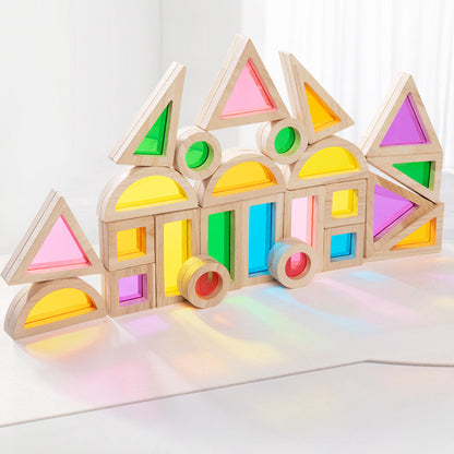 Acrylic Transparent Color Light and Shadow Building Blocks Baby Creative Construction Early Education Educational Toys Children's Rainbow Building Blocks