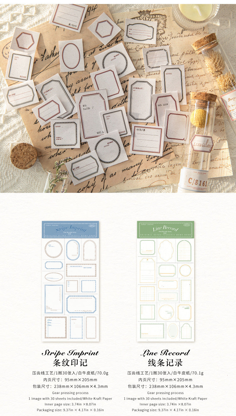 Sugar poem label note book time recorder original retro literature DIY material decoration base note paper