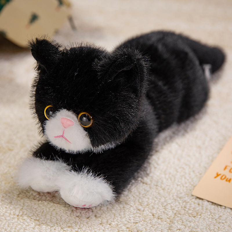 Cute Artificial Cat Doll, Lying Cat Plush Toy Doll, Kidsren's Comfort Rag Doll, Birthday Gift for Girls