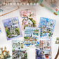 Pet Sticker Pack Scenery Collection Series Retro Nordic Style Architecture House Journal Landscaping Stickers Cross-Border