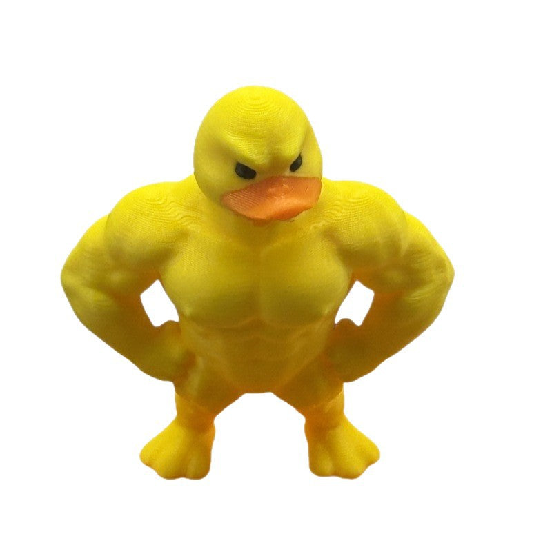 Muscle Little Yellow Duck Toy Funny Standing Duck Home Decoration Desktop Ornament Gift for Friends Model