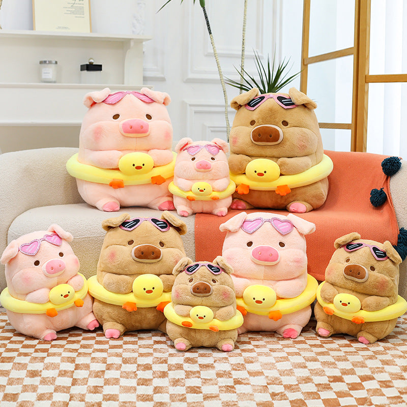 Cross-Border New Style Swimming Ring Lulu Pig Plush Toy Cute Donut Panda Pig Doll Children's Pillow Gift