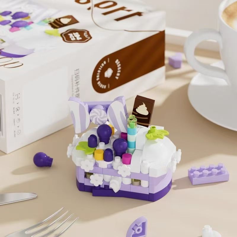 Bricks Also Birthday Cake Handmade Dessert Ornaments Compatible with Lego Cake Blocks Assembled Toys Children's Children's Day Gift