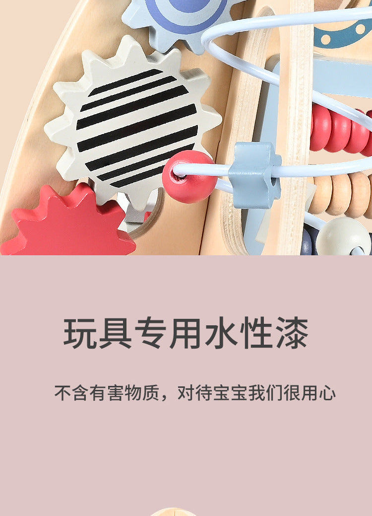 New Children's Wooden Space Rocket Multi-Functional Educational Early Education Around Beads Montessori Toys Customized