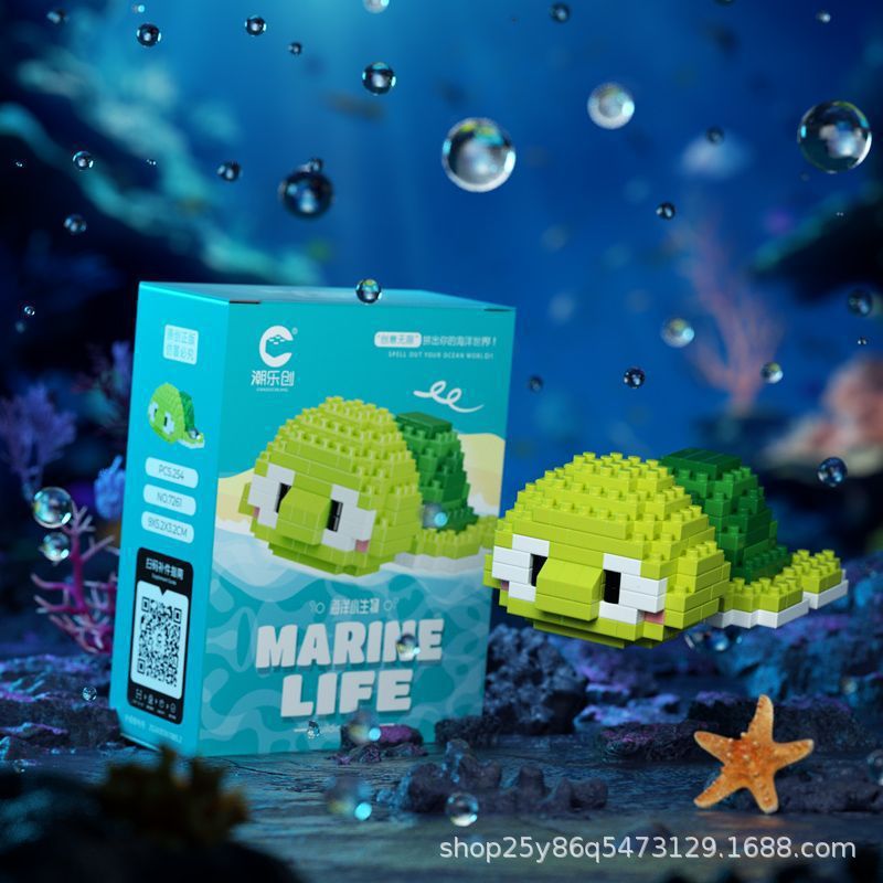 Children's Day Gift Compatible Lego Marine Animals Shark Clownfish Cartoon Doll Assembled Building Blocks Toy