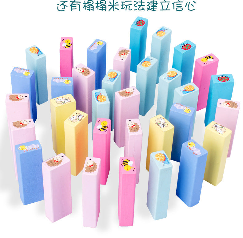51 Pieces of Digital Colorful Jenga Building Blocks for Kidsren's Educational Jenga Wooden Adult Toys