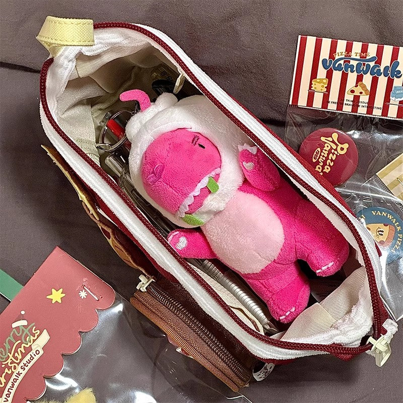 Cute Contrasting Color Stitching Pencil Case with High Appearance Value Ins Style Large Capacity Girls' Pain Bag Stationery Box Food Pencil Case for Children