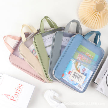 Factory Spot L-Shaped File Bag, Transparent File Bag, Handbag, Student Tutoring Bag, Test Paper Homework Bag, Study Bag