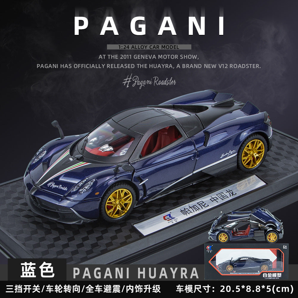 Car-driven alloy model children's toys 1:24 Pa Garni Chinese dragon car sound and light pull back four-door bracket box