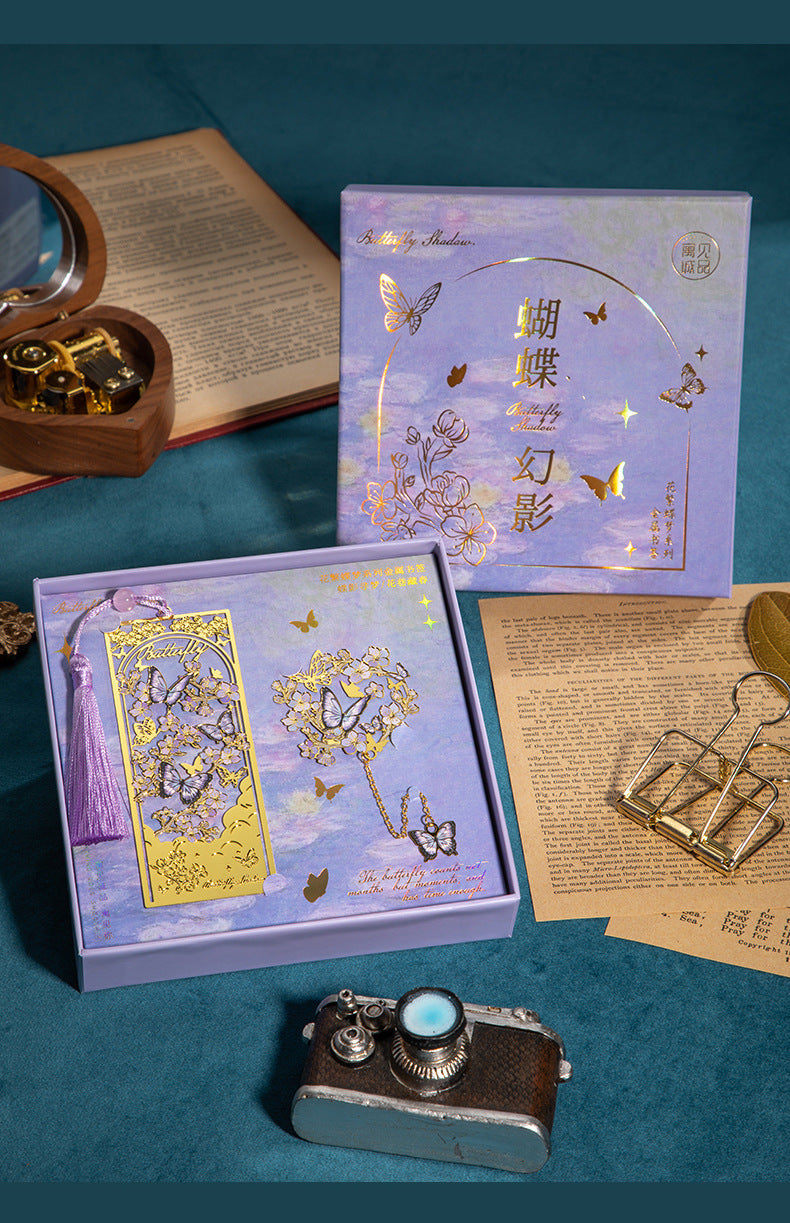 Classical Style Butterfly Cut Out Metal Bookmark Tassel Chinese Style Student Reading Gift Gift Literary and Creative Bookmark