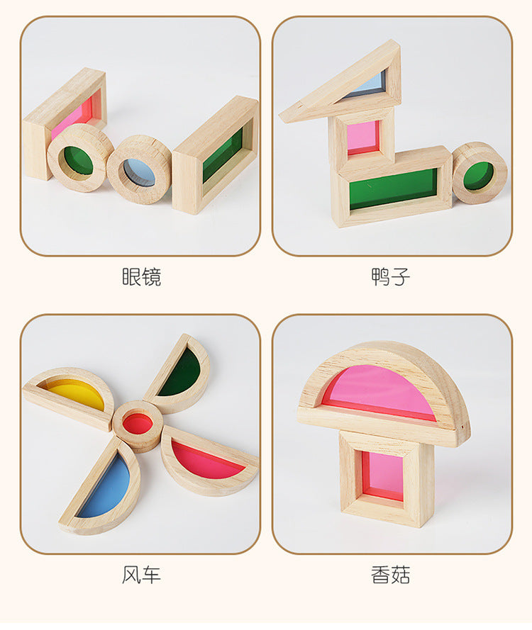 Acrylic Transparent Color Light and Shadow Building Blocks Baby Creative Construction Early Education Educational Toys Children's Rainbow Building Blocks