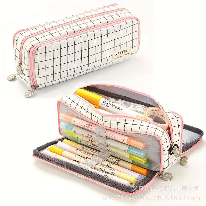 Oxford Cloth Large-Capacity Double-Zipper Multi-Layer Pencil Case Multi-Functional Stationery Box for Primary and Secondary School Students in the Back-To-School Season Wholesale from Manufacturers