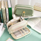 Button Pencil Bag with Good Looks for Girls, Large Capacity, Simple Ins Student Creative Canvas Stationery Bag, Pencil Stationery Box