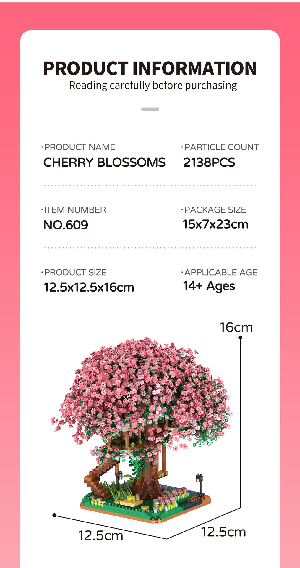 Cross-border TEMU Compatible Lego Sakura Tree House Rainbow Tree Blocks Children's Educational Assembled Toys for Girls Gift
