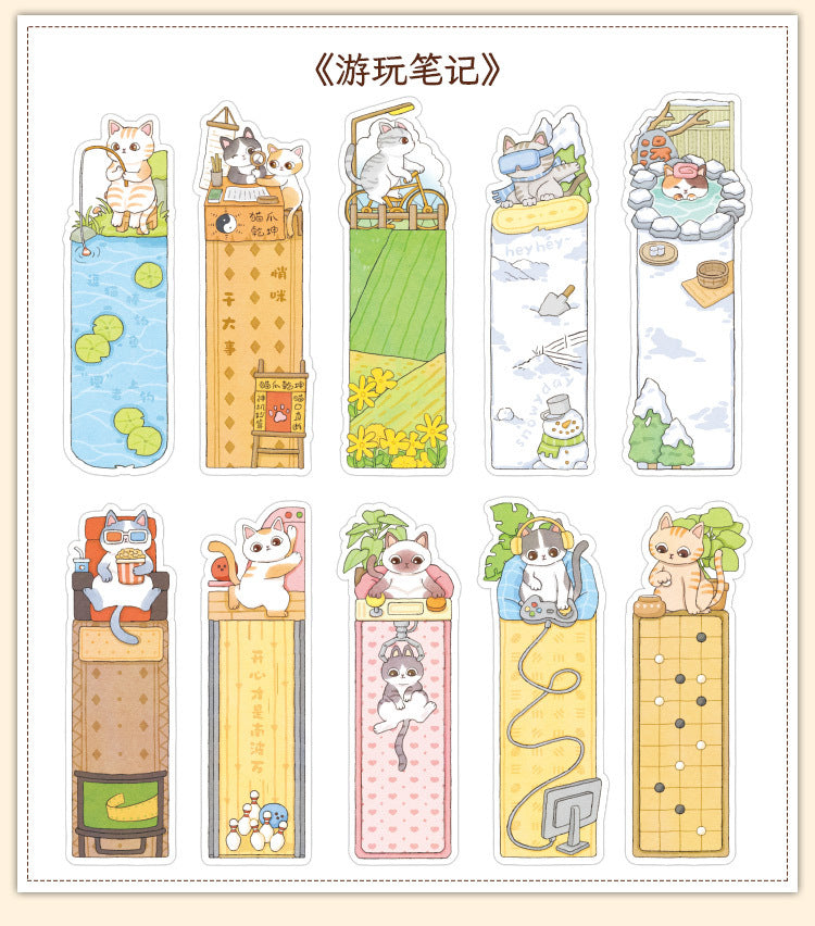 Paper Bookmark Meow's Everything Book Cute Flash Sand Bookmark Student Reading Marker Booklet Creative Gift Writable