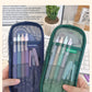Korean Hj-006 High-Looking Pencil Bag, Transparent Mesh Stationery Bag, Simple Handbag, Cosmetic Bag, Double-Layer Storage Bag