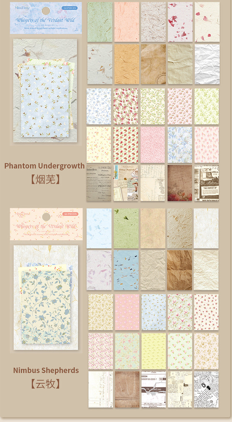 Picking up Korean Material Paper Qingye Whispering Series ins Small Fresh Broken Flowers diy Hand Account Collage Background Material