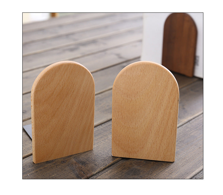 Japanese Style Simple Wooden Book Stand Creative Black Walnut Wood Thickened Bookshelf Bookend Student's Solid Wood Bookend Logo