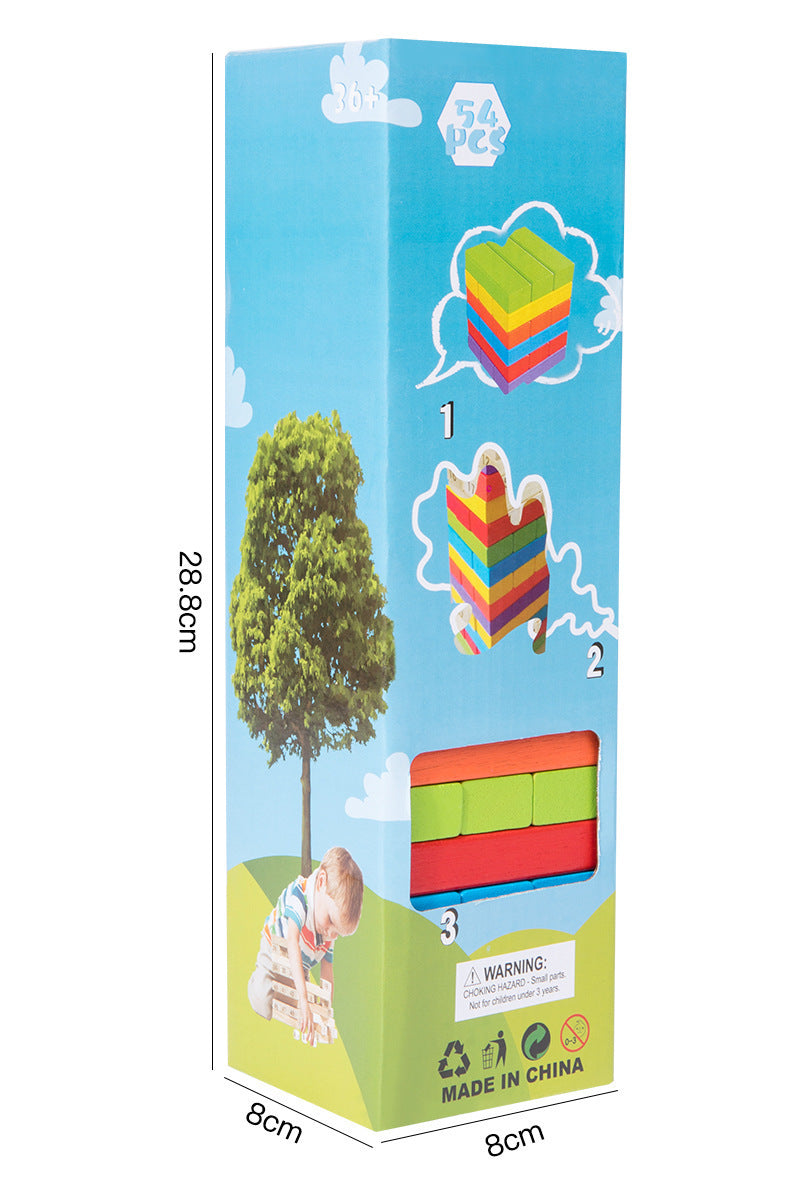 Children's Puzzle Stack Balanced Stack High Draw Building Blocks Layer by Layer Stack Wooden Strip Draw Wood Table Game Toys
