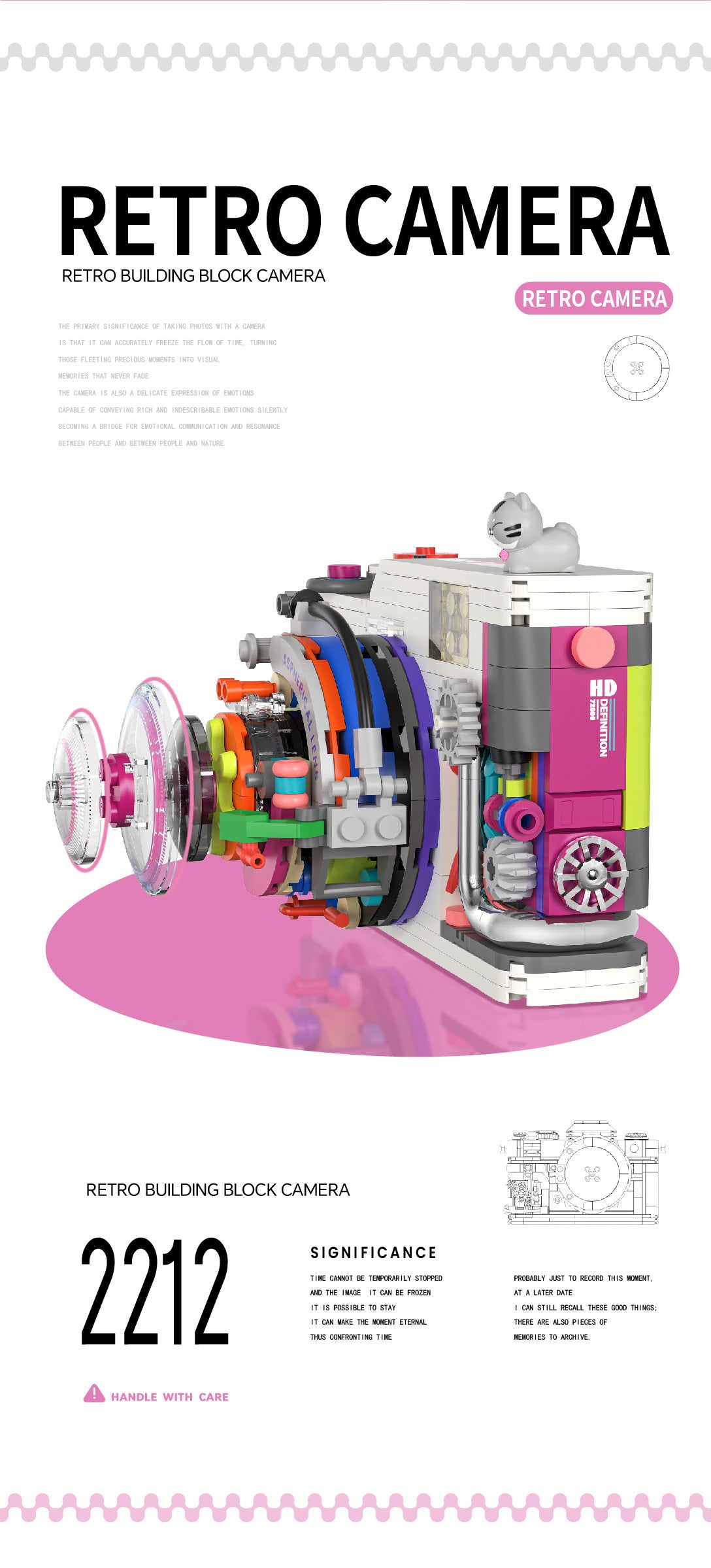 Compatible with Lego Building Blocks Mechanical Universe Retro Camera Assembled Handmade Toy Model Ornaments Children's Gift