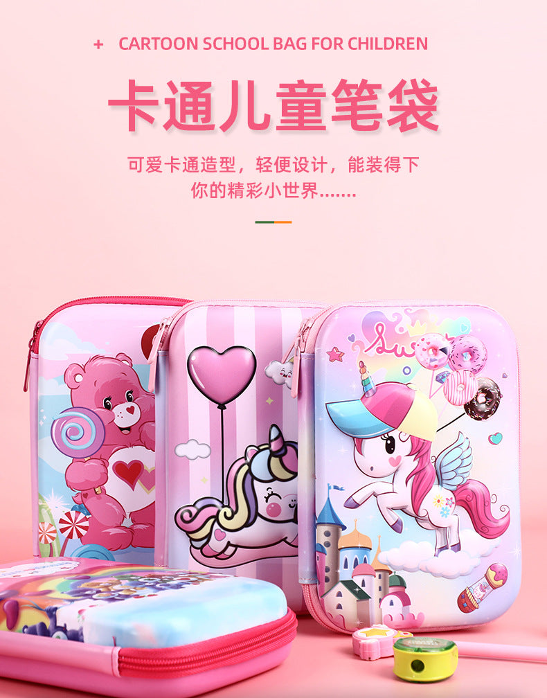 3D New Cute Eva Stationery Box Children's Multifunctional Large Capacity Pencil Bag Student Portable Square Pencil Box